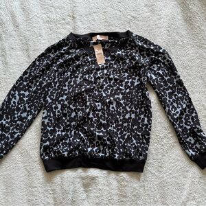 LOFT Navy and Blue/Gray Animal Print Shirt